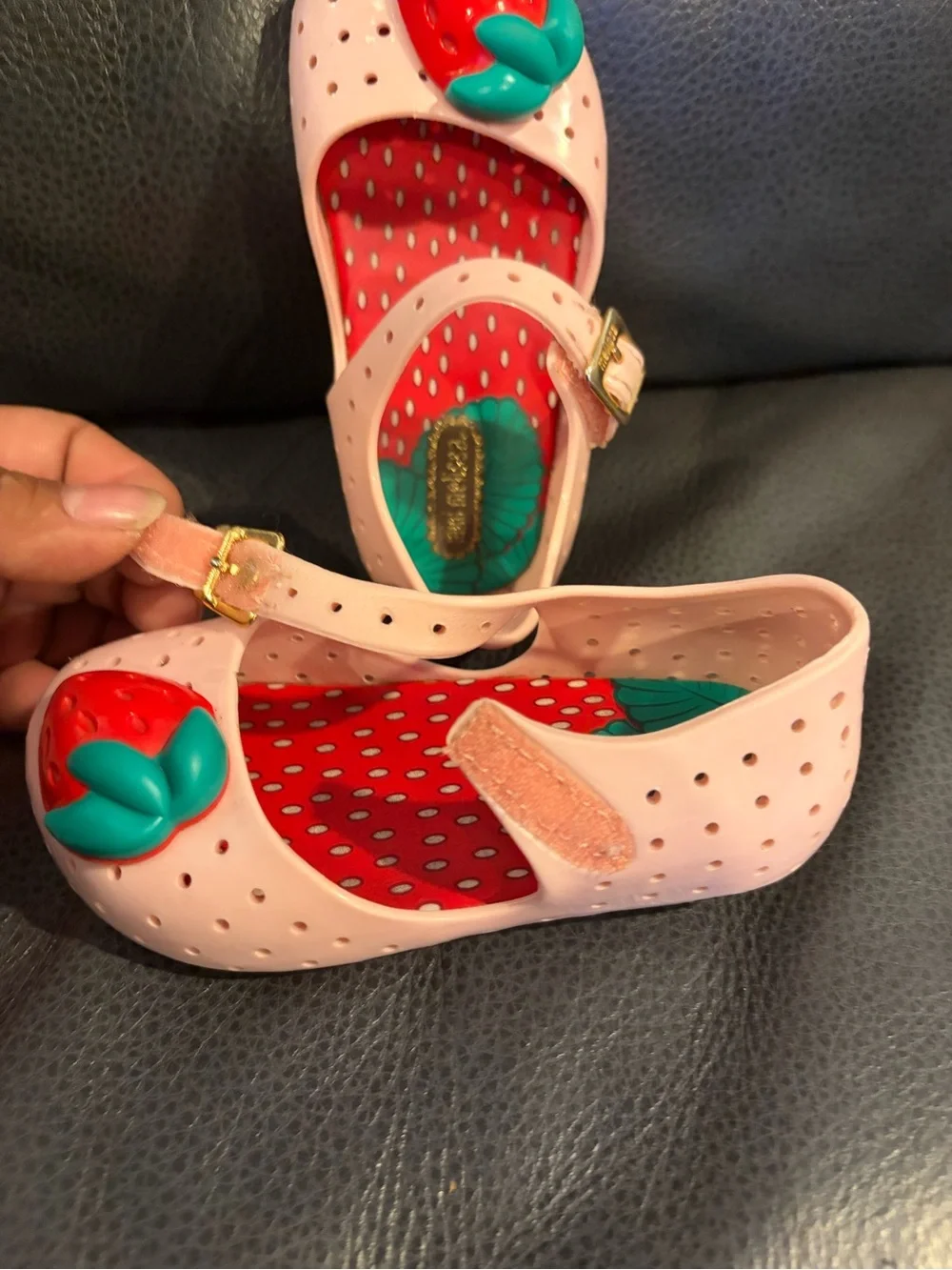 Mini Melissa Pink Strawberry Jelly Mary Jane Shoes